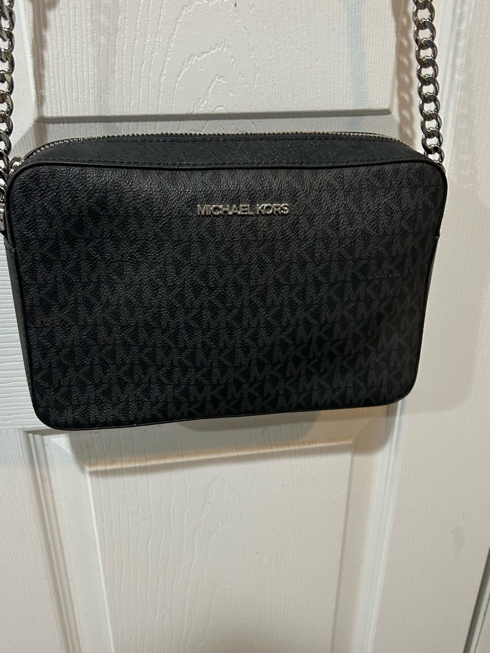 Michael Kors Black Crossbody Bag - Signature MK Print.like new -